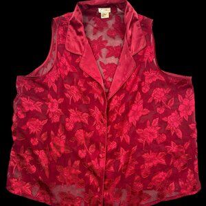 Secret Treasures Red Sheer Lace Vest
